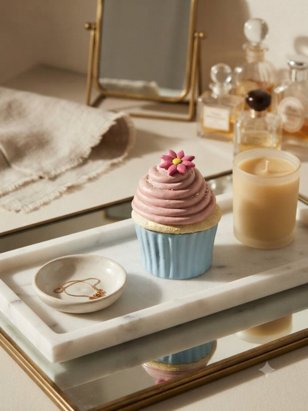Cupcake Trinket Box Ceramic Pastel Jewelry Organizer Storage Pink Blue - Picture 3 of 9